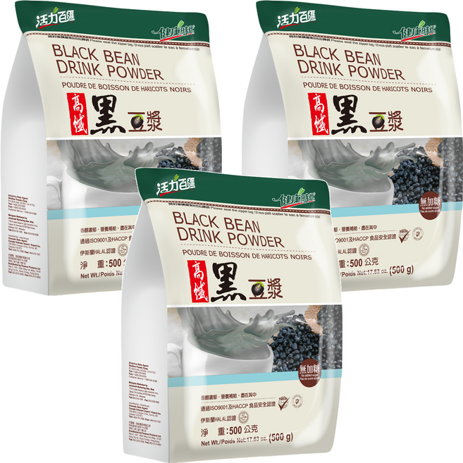 健康時代 高纖黑豆漿 無糖, 500g, 3包