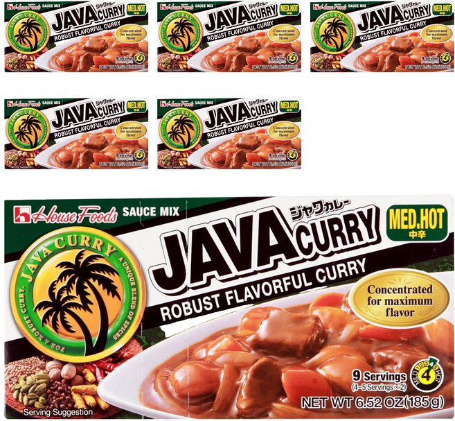 하우스푸즈 자바 카레 약간매운맛, 185g, 6개