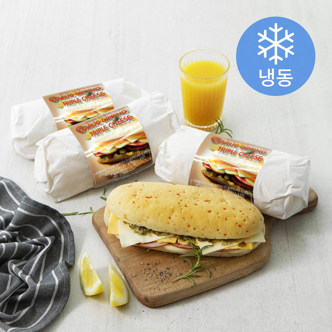 테이트 갈릭딥핑 트리플치즈 치아바타 (냉동), 205g, 1개입, 3개