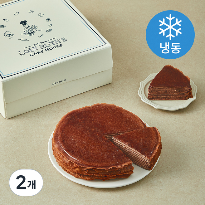 루이루스 초코 크레이프 케이크 (냉동), 430g, 2개