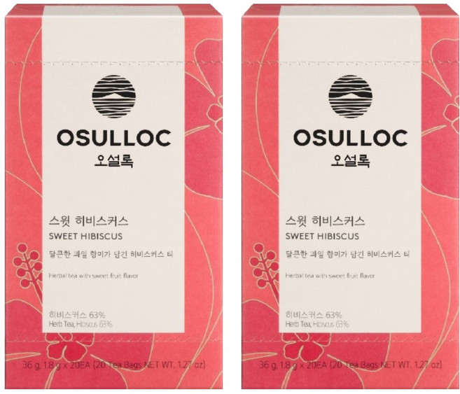 오설록 스윗 히비스커스 티백, 1.8g, 20개입, 2개