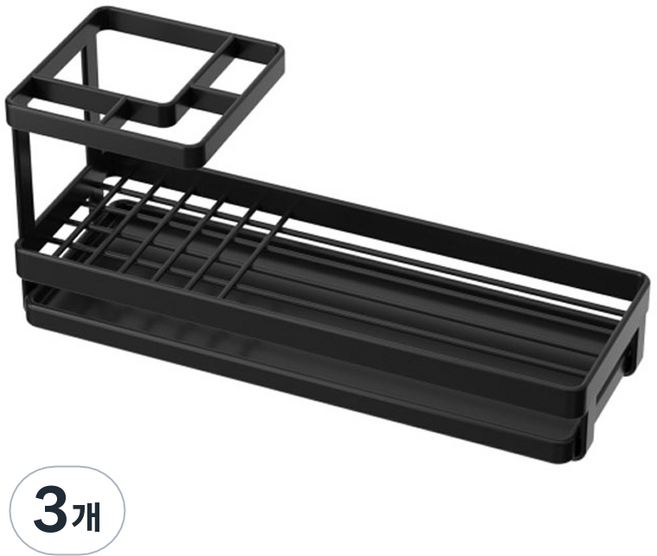 스텐 욕실 다용도 칫솔꽂이 거치대, 블랙, 3개