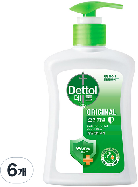 데톨 향균 핸드워시 오리지널, 250g, 250ml, 6개