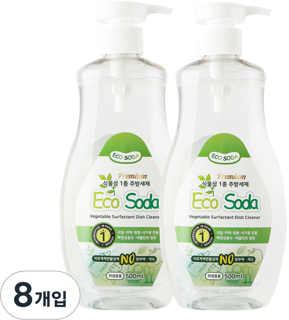 에코소다 식물성 1종 주방세제, 500ml, 8개
