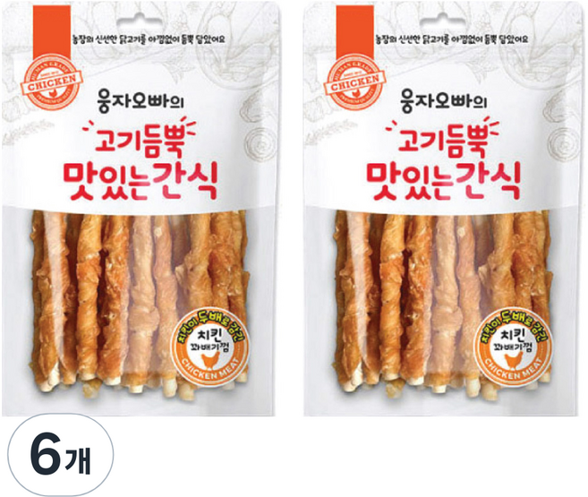 펫스토리 강아지 웅자오빠의 맛있는간식 치킨꽈배기껌, 닭가슴살, 210g, 6개