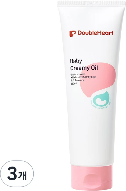 더블하트 베이비 크리미 오일 소프트 파우더리 향, 250ml, 3개 - 쿠팡