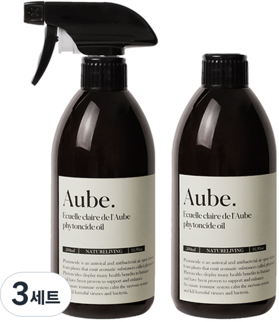 네이쳐리빙 오브 피톤치드 스프레이형 편백오일수 탈취제 500ml + 리필 500ml 세트, 3세트