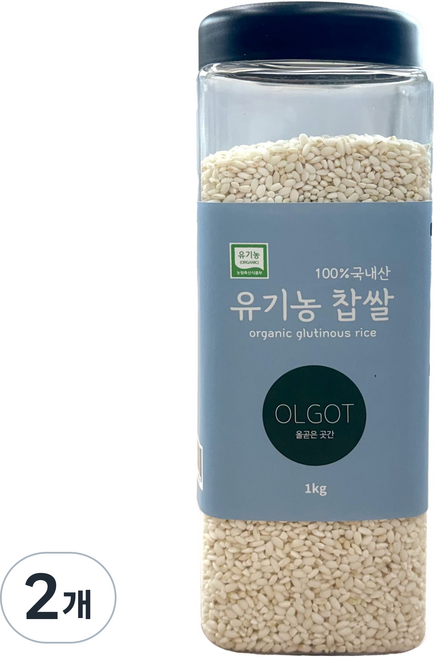 올곧은곳간 유기농 찹쌀, 1kg, 2개