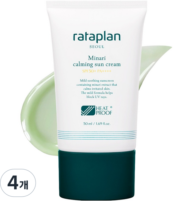 라타플랑 미나리 진정 선크림 SPF50+ PA++++, 50ml, 4개
