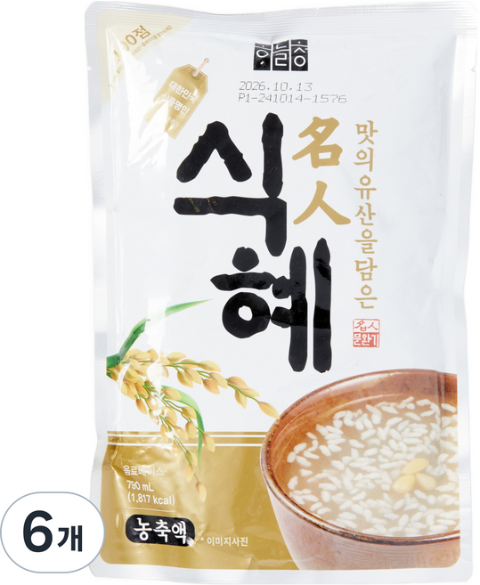 하늘청 식혜 명인 농축액, 790ml, 6개