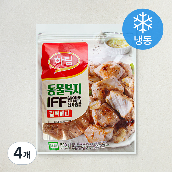하림IFF 동물복지 인증 IFF 한입쏙 닭가슴살 갈릭페퍼 (냉동), 500g, 4개, 1개입