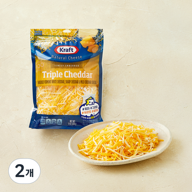 크래프트 슈레드 트리플 체다 치즈, 226g, 2개, 1개입