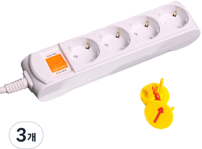 지앤탭 통합절전형 멀티탭 4구 GS-C16A4 + 안전커버 2p, 3.5m, 혼합색상 + 랜덤 발송, 3개