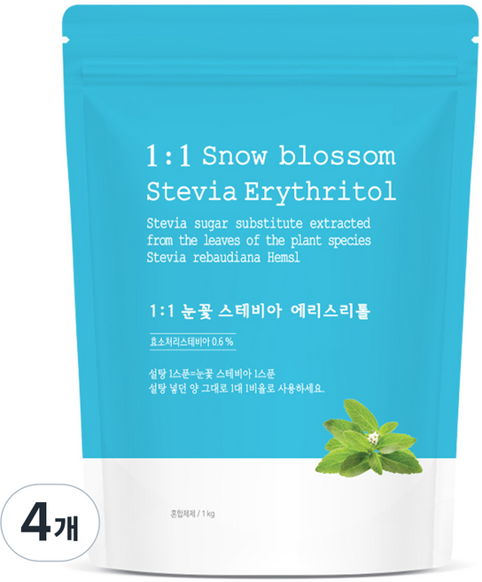 자연지애 눈꽃 스테비아 에리스리톨, 1kg, 4개