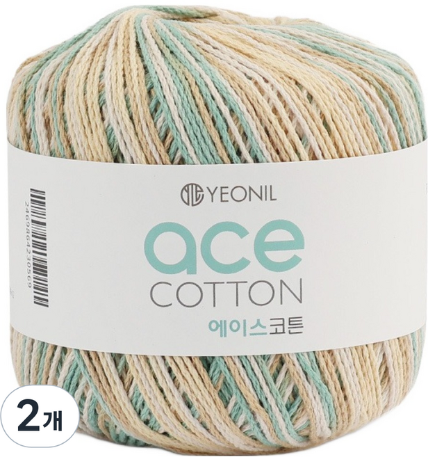YEONIL Brand Yarn Ace Cotton 編織線, 17號 米色混色, 2個