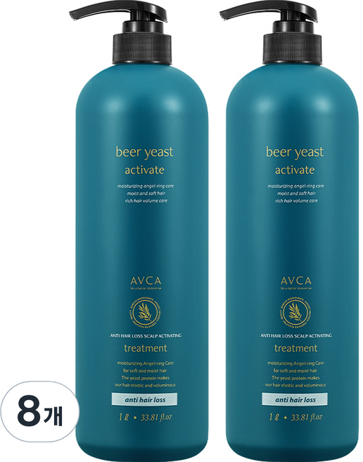 아브카 맥주효모 두피케어 탈모증상완화 트리트먼트, 1L, 8개