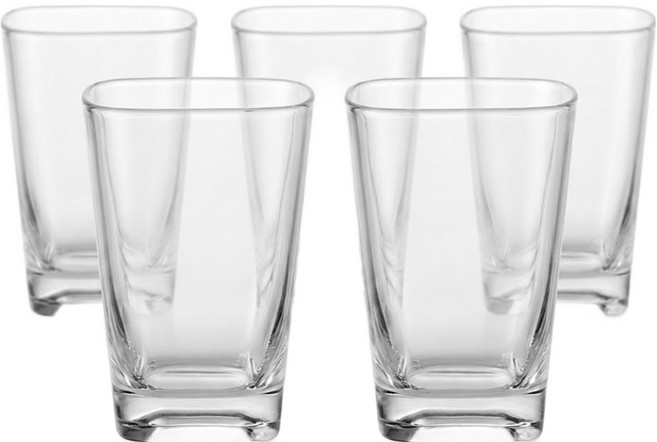 리빙메이트 PC 안깨지는 사각컵 250ml, 투명, 5개