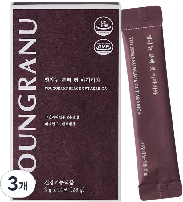 영라뉴 블랙 컷 아라비카 커피, 28g, 3개
