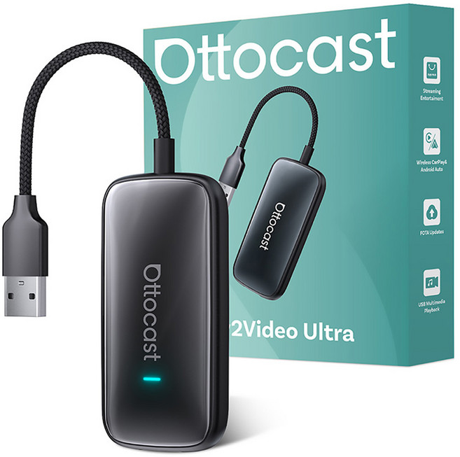 오토캐스트 플레이2 비디오 울트라 무선 안드로이드 오토 카플레이 동글, CA515, 검정색