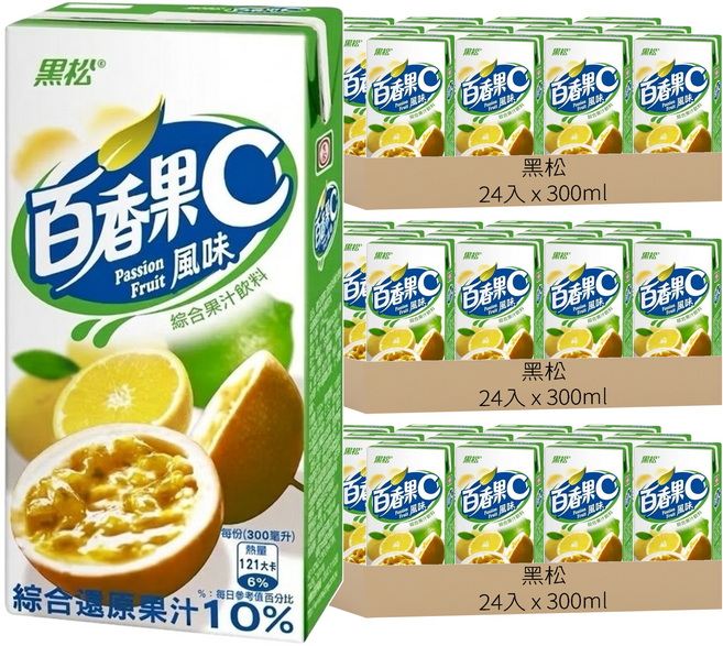 黑松 果汁C系列 百香果, 300ml, 72入