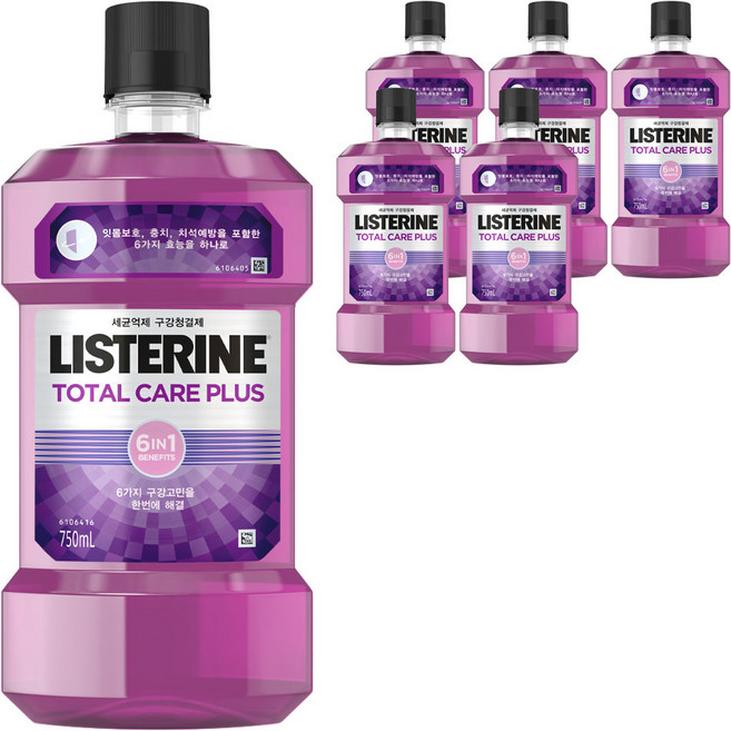 리스테린 토탈케어플러스 구강청결제, 750ml, 6개