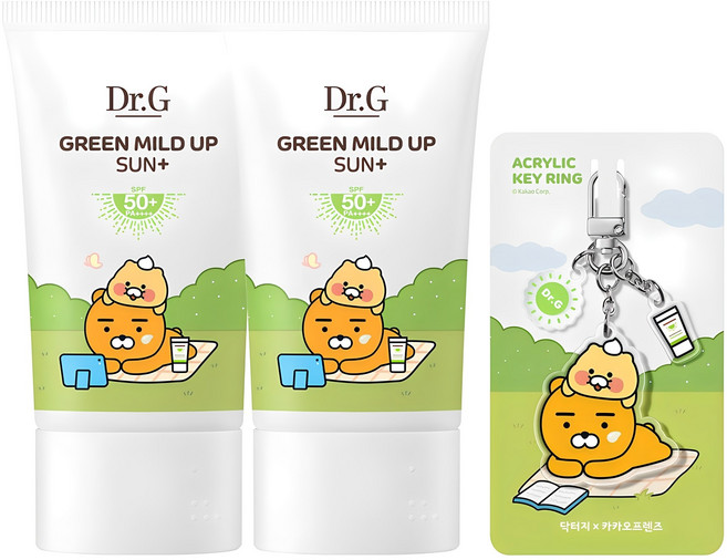 닥터지 그린 마일드 업 선 플러스 선크림 SPF50+ PA++++ 50ml x 2p + 키링 세트, 1개