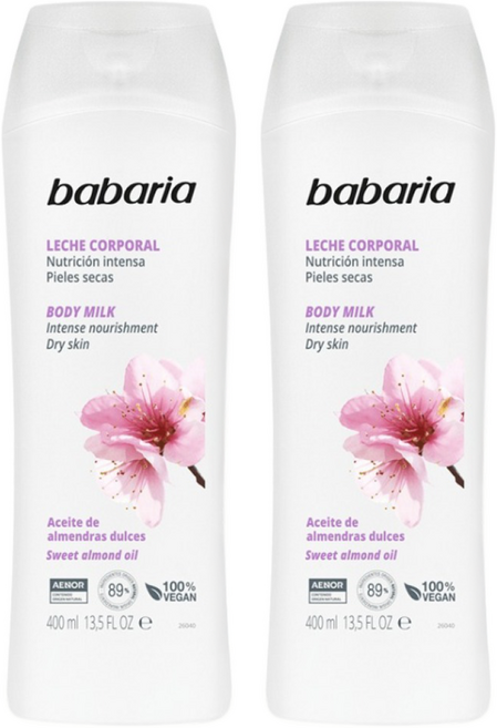 babaria 甜杏仁油保濕滋養身體乳, 400ml, 2個