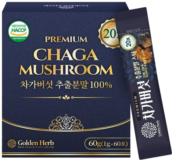 골든허브 프리미엄 차가버섯 추출분말 스틱, 60g, 1개