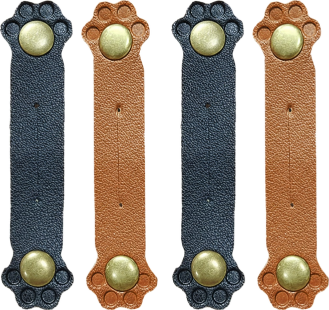 貓掌皮革扣式繞線器, 棕色 + 黑色, 2組