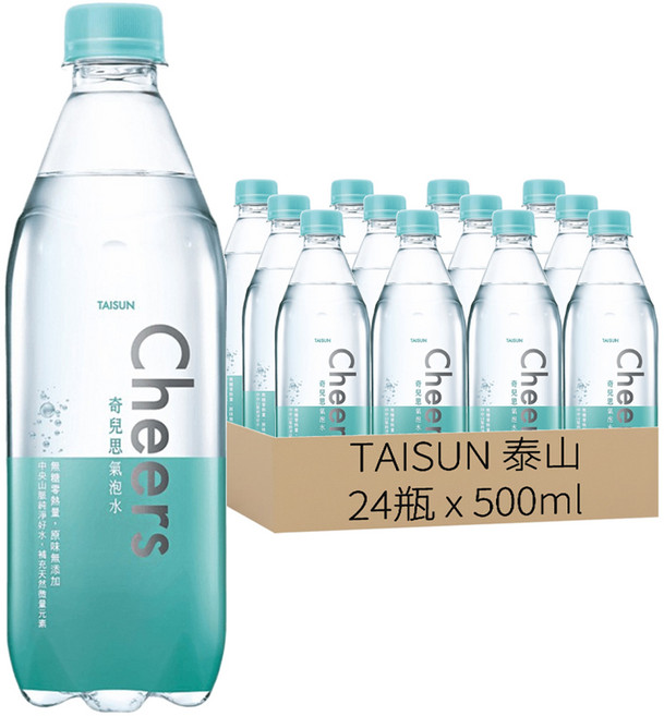 TAISUN 泰山 CHEERS 氣泡水, 500ml, 24瓶