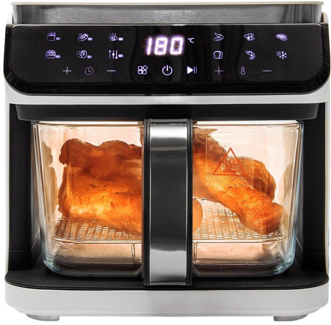 재원전자 유리 에어프라이어 5.5L, 블랙 + 실버, JAF1002D