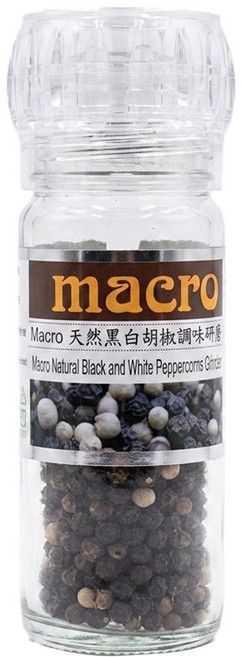 英國 macro 天然黑白胡椒粒調味研磨罐, 45g, 1瓶
