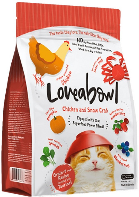 Loveabowl 囍碗 天然無穀系列 全齡貓用乾飼料 LBC2, 雞肉 + 雪蟹, 4100g, 1袋