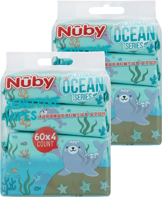 Nuby 海洋系列 極厚柔濕巾, 60張, 8包