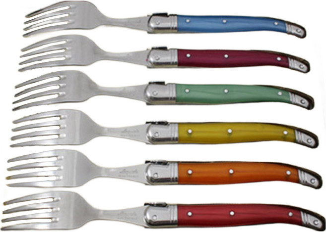 장네론 라기올 플래쉬 핸들 포크 세트, 혼합 색상, 1세트