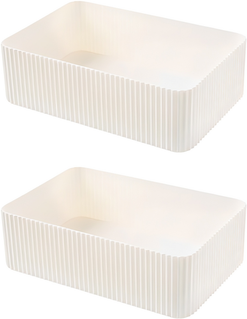 더자카 다용도 심플 소품정리함, 2개, 화이트