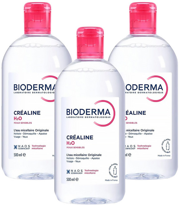BIODERMA H2O高效潔膚液, 500ml, 3瓶