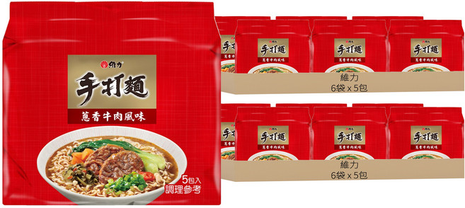 維力 手打麵 蔥香牛肉風味 80g, 60包