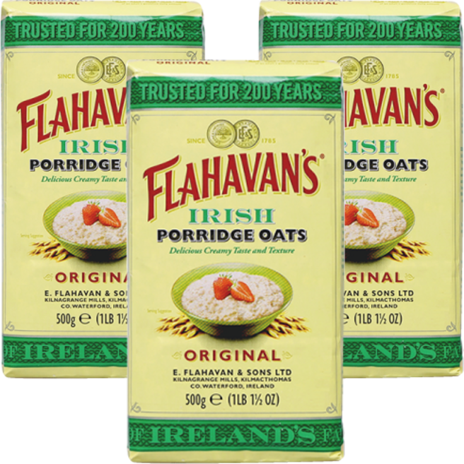 플라하반 아이리쉬 포리지 오트밀 시리얼, 500g, 3개