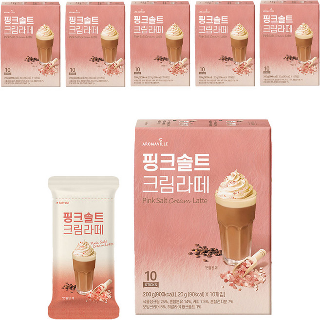 아로마빌커피 핑크솔트 크림라떼, 20g, 10개입, 6개