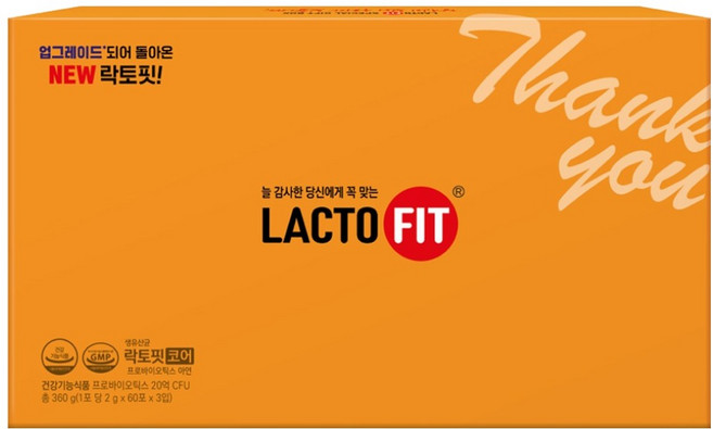 Chong Kun Dang 鍾根堂 LACTO-FIT LACTO-FIT益生菌粉隨身包禮盒 橘色加強款, 360g, 1盒