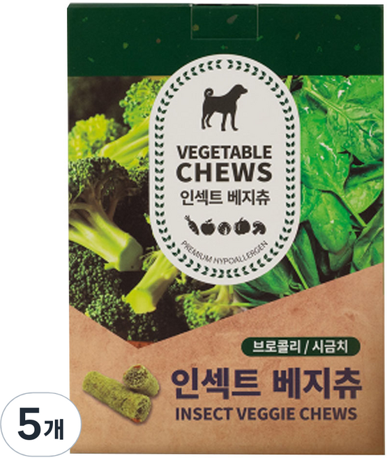 벅스펫 강아지 인섹트 베지츄 간식 10p, 5개, 100g, 브로콜리 + 시금치 혼합맛