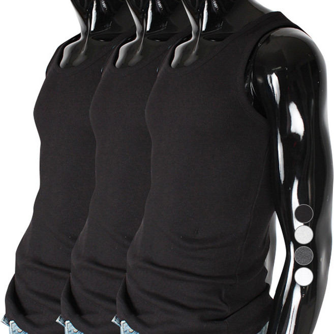 유투 남성용 통기성 골지 나시 3p