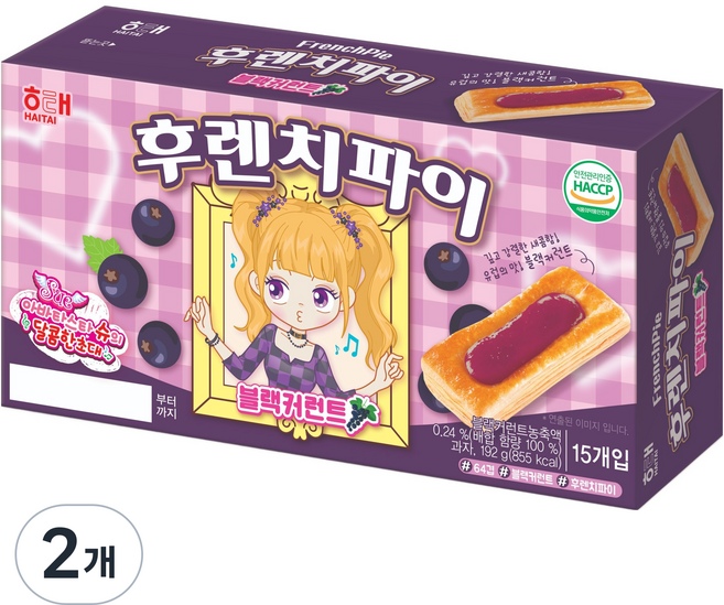 해태제과 후렌치파이 블랙커런트, 192g, 2개
