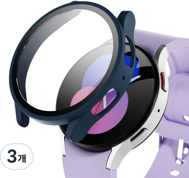 아이엠듀 스마트워치 강화유리 풀커버 케이스 하이브리드, 딥블루, 3개