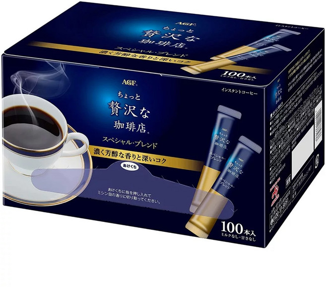 AGF 微奢華咖啡店 贅澤深煎即溶黑咖啡, 2g, 100條, 1盒