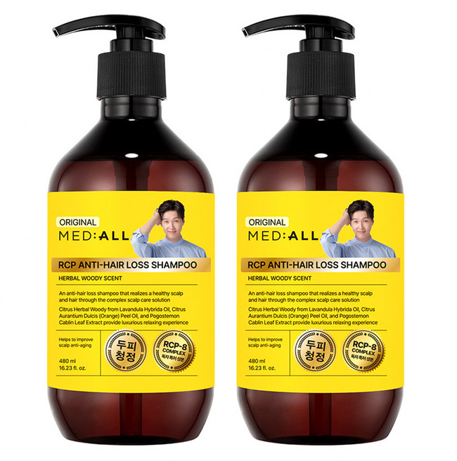 메디올 알시피 안티 헤어 로스 샴푸 우디향, 480ml, 2개