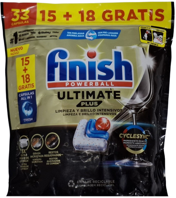 finish ULTIMATE PLUS 極致強效洗碗錠 33顆, 1包, 402.6g