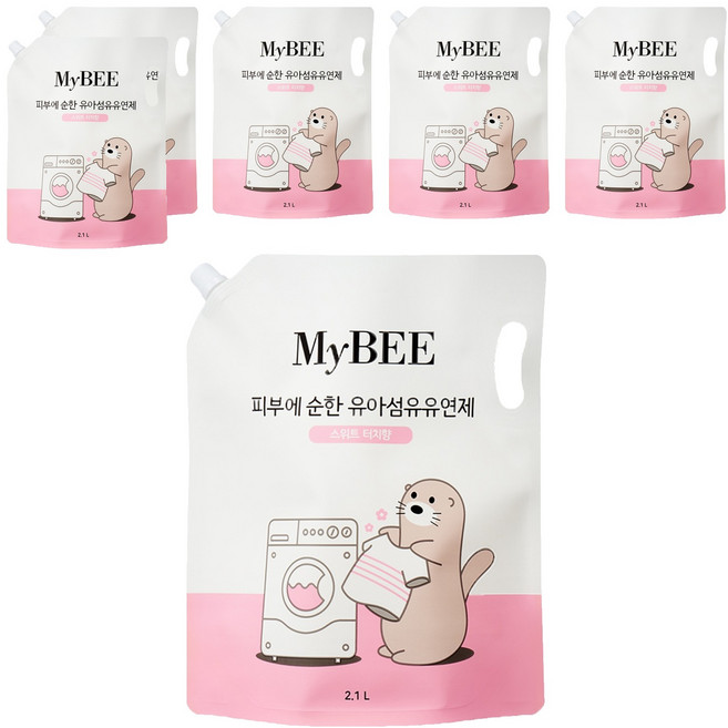 MyBEE 溫和親膚嬰兒衣物柔軟精 甜蜜觸感香 補充包, 6個, 2.1L