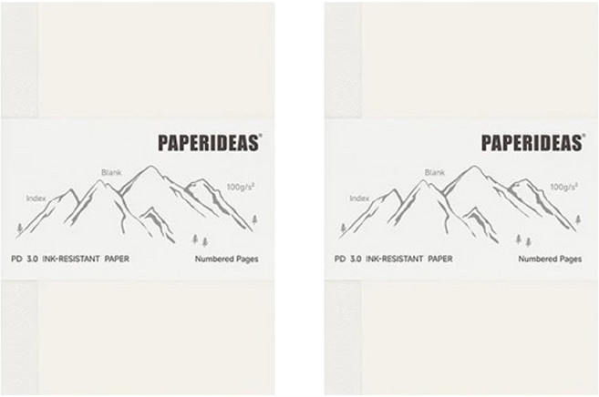 PAPERIDEAS A7手帳 73x105mm 83°白度 100g無酸紙, 白色, 2本